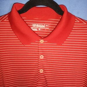 Nike Golf Tour Performance Dri-Fit Red Striped Polo Shirt Men’s Medium